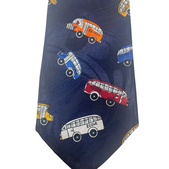 A. Rogers Mens Neck Tie School Buses Escuela Teacher Novelty Transportation Gift - Picture 2 of 4